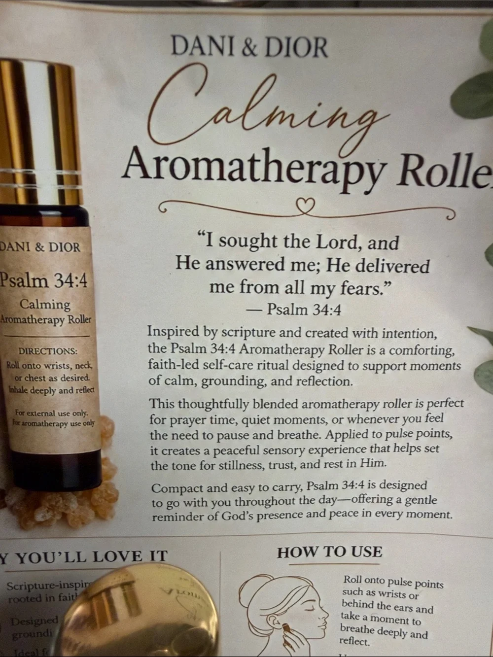 Dani & Dior Calming Aromatherapy psalm 34:4 - 🆕